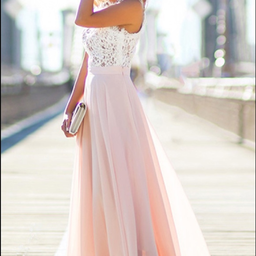 Pink Lace Maxi Dress